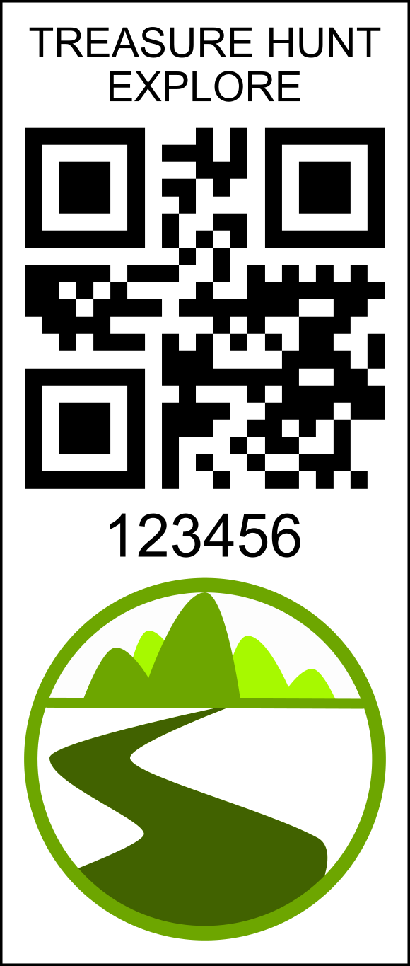 Treasure Hunt Explore QR code sticker with its unique code